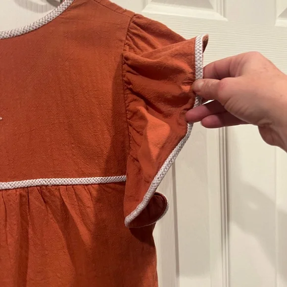 J Marie brand embroidered burnt orange and white blouse - Picture 6 of 9